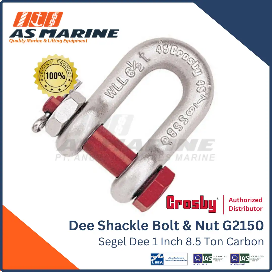 Crosby USA Dee Shackle / Segel D G2150 Bolt & Nut 1 Inch 8.5 Ton